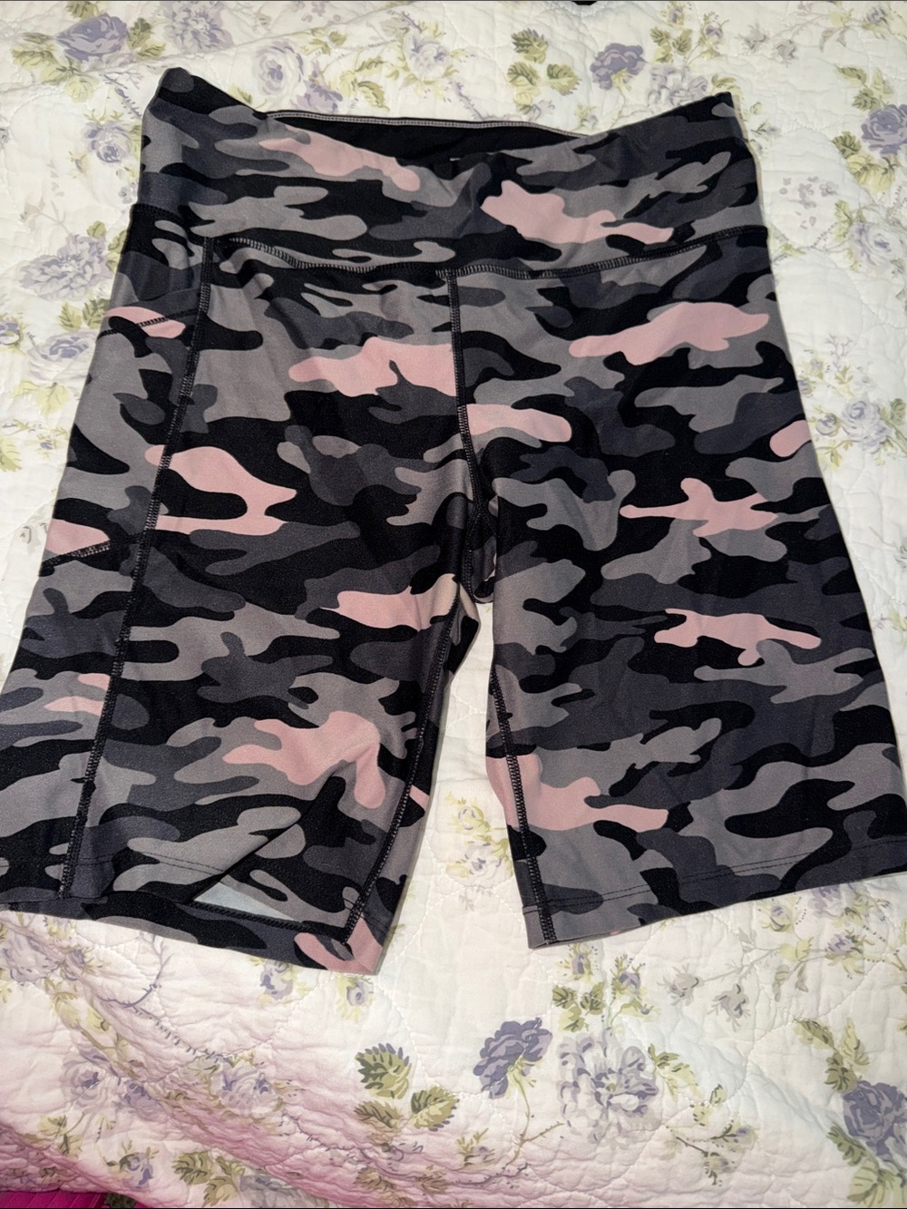 Calvin Klein Pink, Gray & Black Camo Biker Shorts